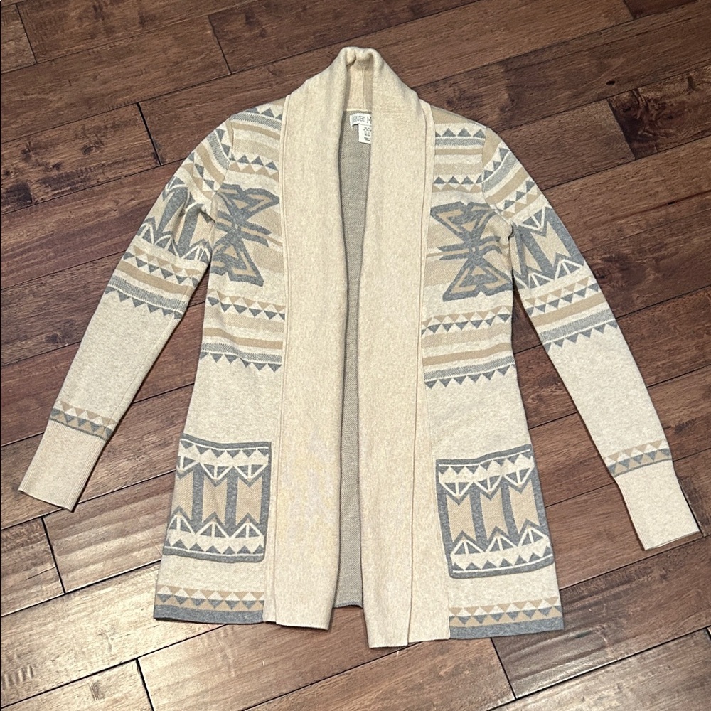 Ruby Moon Beige and Gray Aztec print Cardigan
